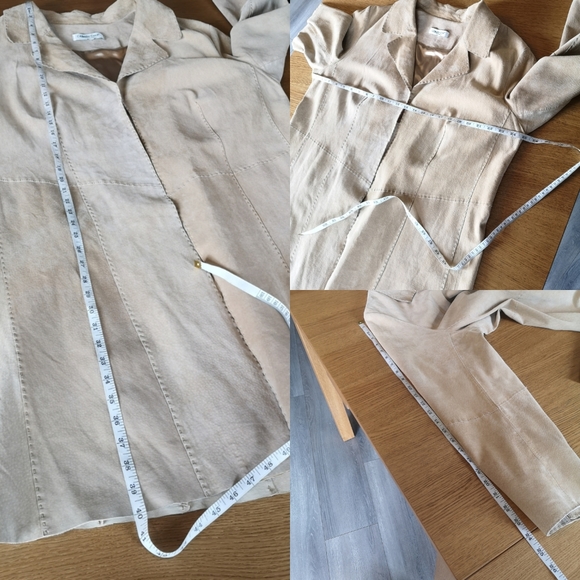 Vintage 100% Genuine Leather Long Suede Open Front Southwestern Boho Coat - Picture 14 of 16